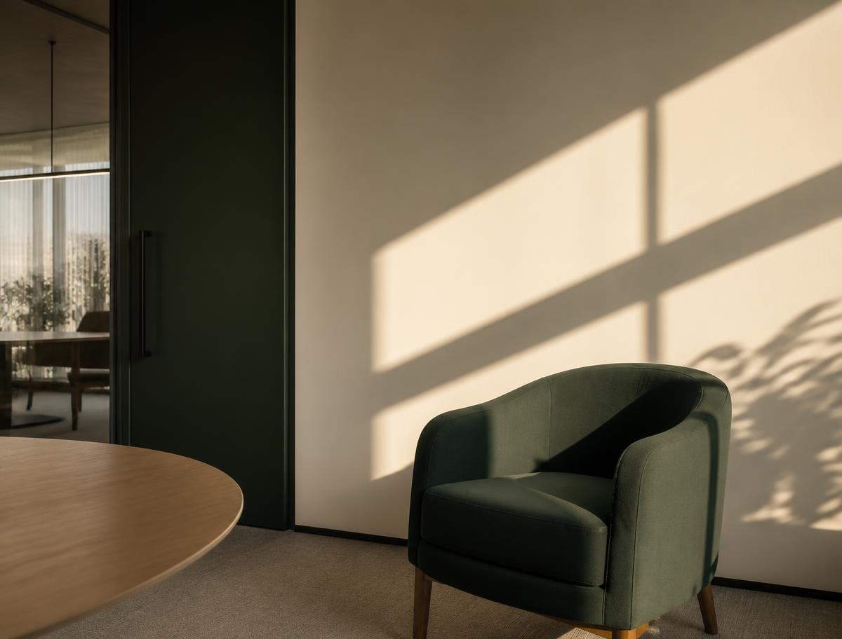A quiet room with daylight across the wall